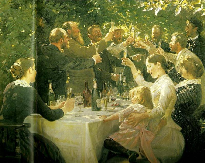 Peter Severin Kroyer frokostgildet, hip, hip, hurra, oil painting image